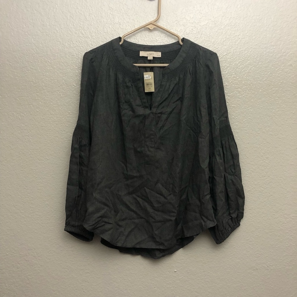 NWT LOFT‎ Petites Women’s V-Cut Charcoal Tunic Medium Petite